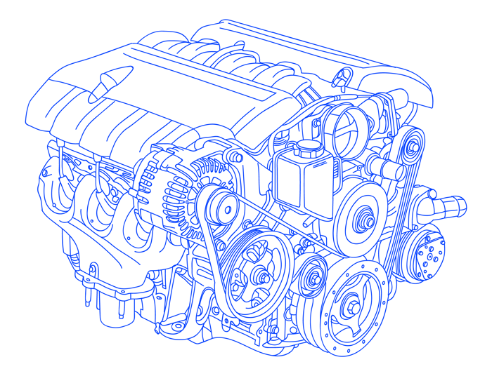 Hand Drawn Illustration of Newly Manufactured Engine Block Hand Drawn Illustration of Newly Manufactured Engine Block