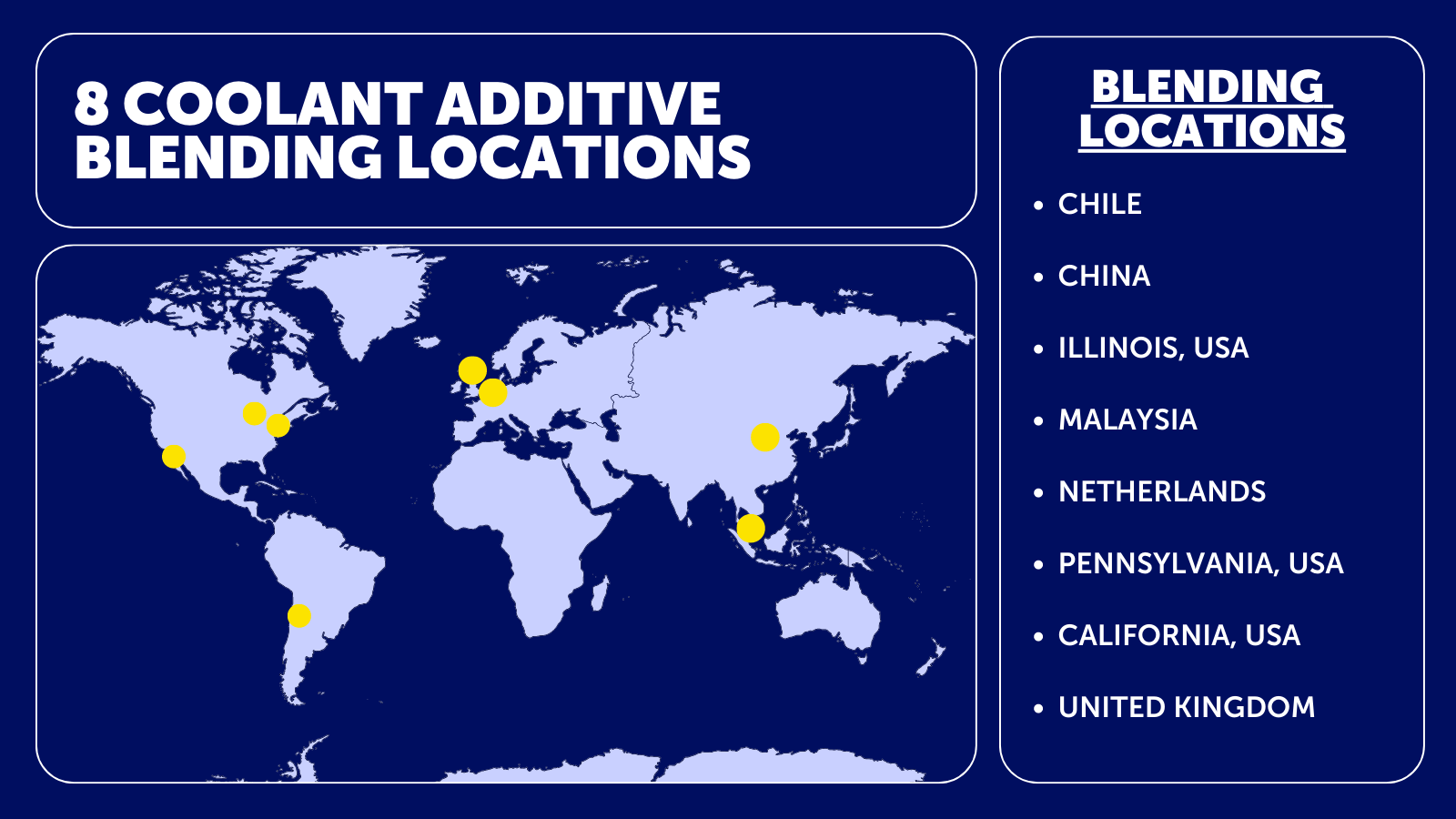 Dober's coolant additive blending locations