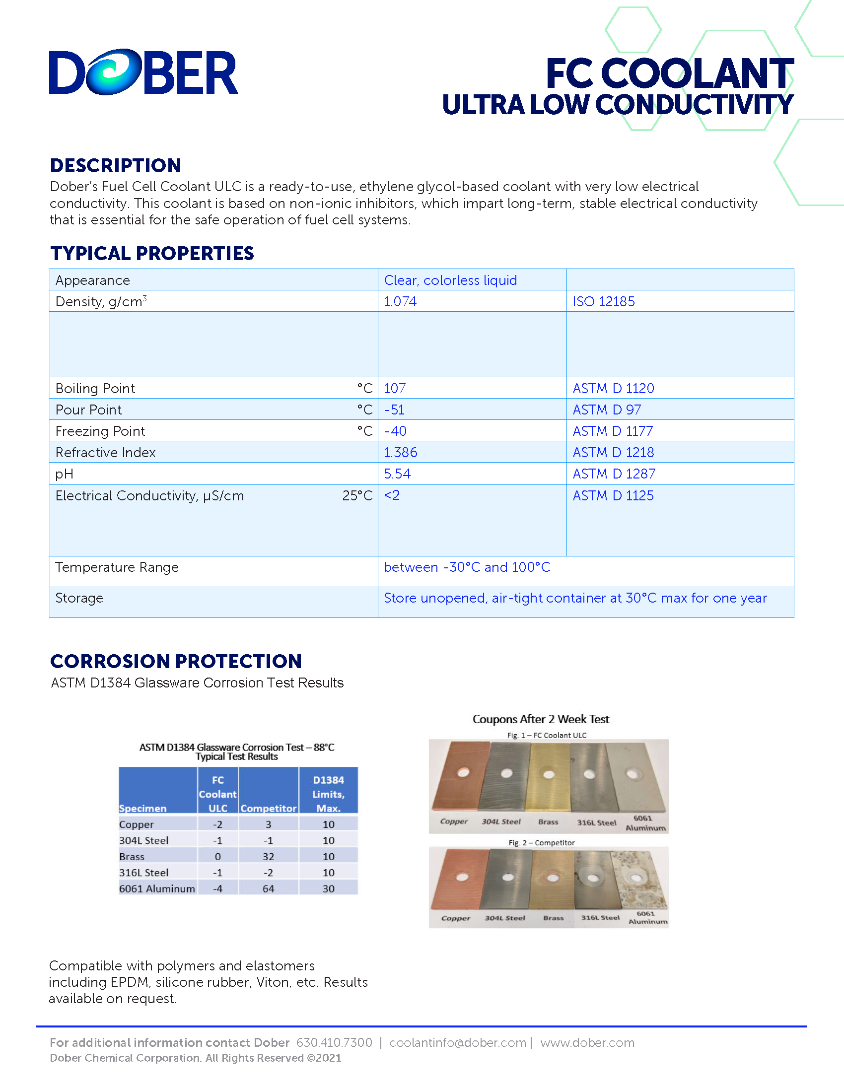 Fuel Cell UltraLow Conductivity (ULC) Coolant