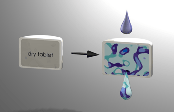 graphic showing solid water treatment tablet technology