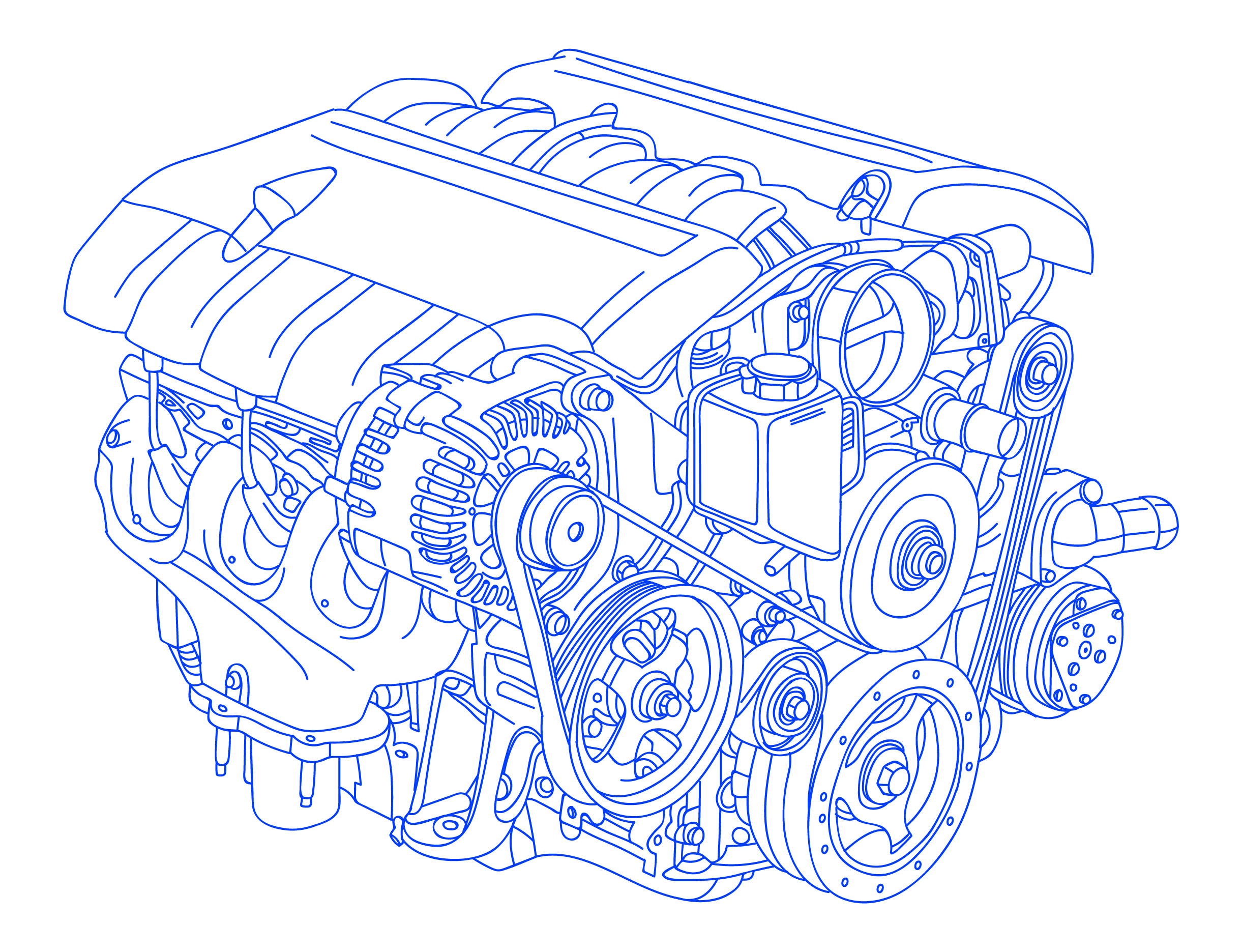Hand Drawn Illustration of Newly Manufactured Engine Block Hand Drawn Illustration of Newly Manufactured Engine Block